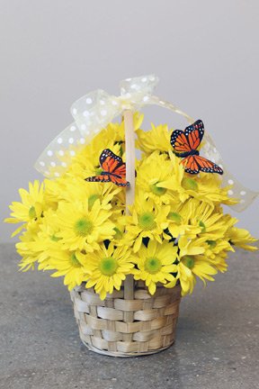 assorted flowers in a basket